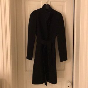 J crew black wool belted coat